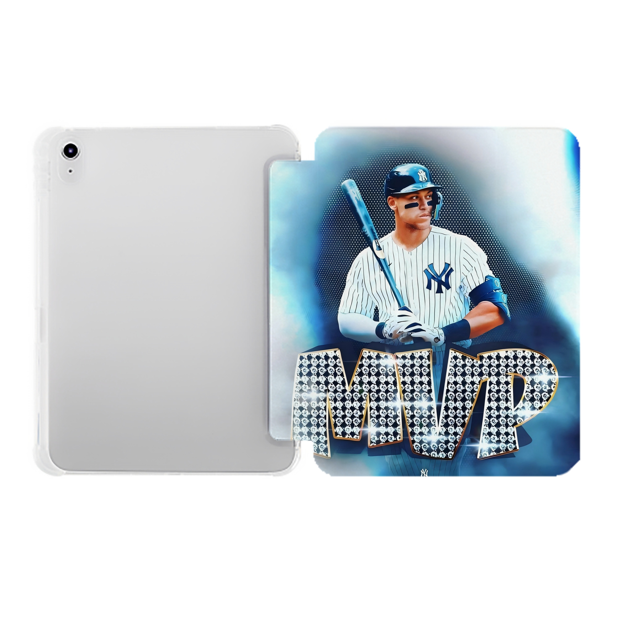 Aaron Judge MVP Premium Tri-Fold PU Leather & Silicone IPad Case With Pencil Slot – Fits 9.5,10.5,10.9 – Adjustable Stand, Slim, Protective